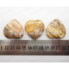 35MM Heart shape picture jasper stone,high polished,high quality,natural heart shape stone